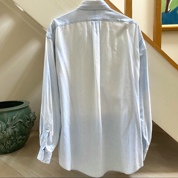 RALPH LAUREN BLAIRE 100% Cotton Men’s Shirt, Light Blue and White, Size Large - Picture 5 of 16